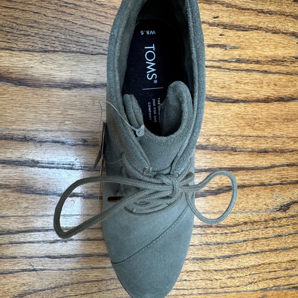 TOMS Women's Suede Lace-Up Booties - Light Green - Picture 3 of 4